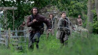 Aaron Taylor-Johnson as Jamie and Alfie Williams as Spike in 28 Years Later