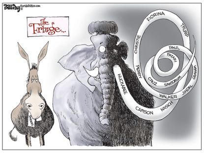 Political cartoon U.S. GOP Democrats 2016