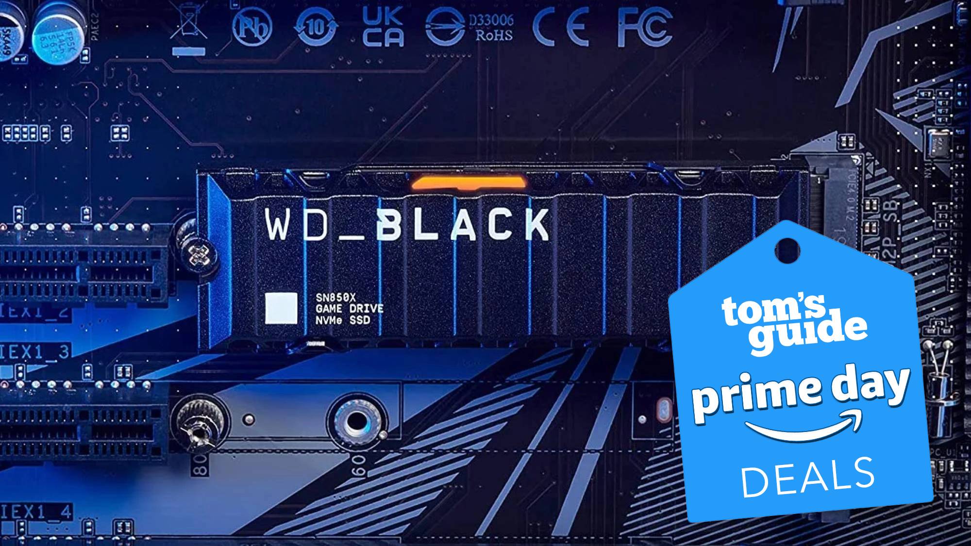 WD_Black SSD SN850X con una etiqueta de oferta Tom's Guide