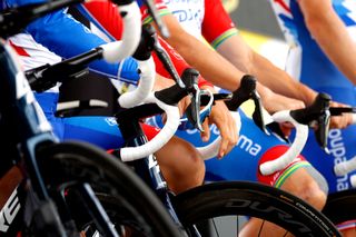 PONTIVY FRANCE JUNE 28 Handlebars Team Groupama FDJ at start during the 108th Tour de France 2021 Stage 3 a 1829km stage from Lorient to Pontivy Detail view LeTour TDF2021 on June 28 2021 in Pontivy France Photo by Chris GraythenGetty Images