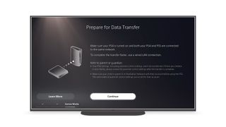 An official screenshot from Sony showing transferring data from a PS4 console onto a PS5