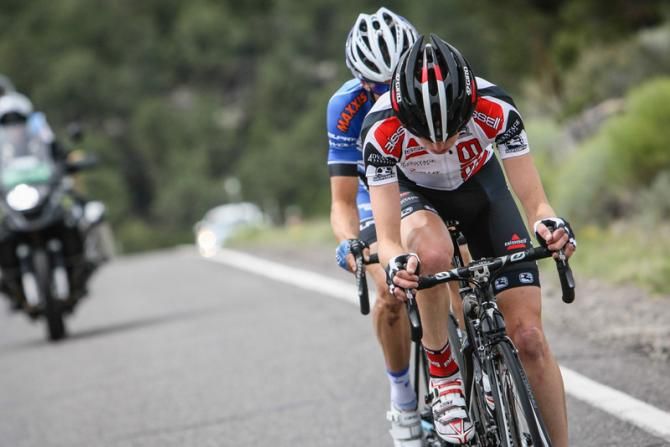 Michael Torckler (Bissell) takes a turn on the front of the break.