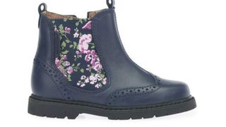 Chelsea Navy blue leather/floral zip-up ankle boots