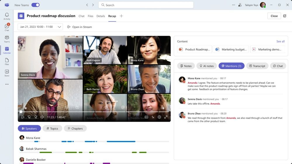 Microsoft Teams Premium speaker timeline markers