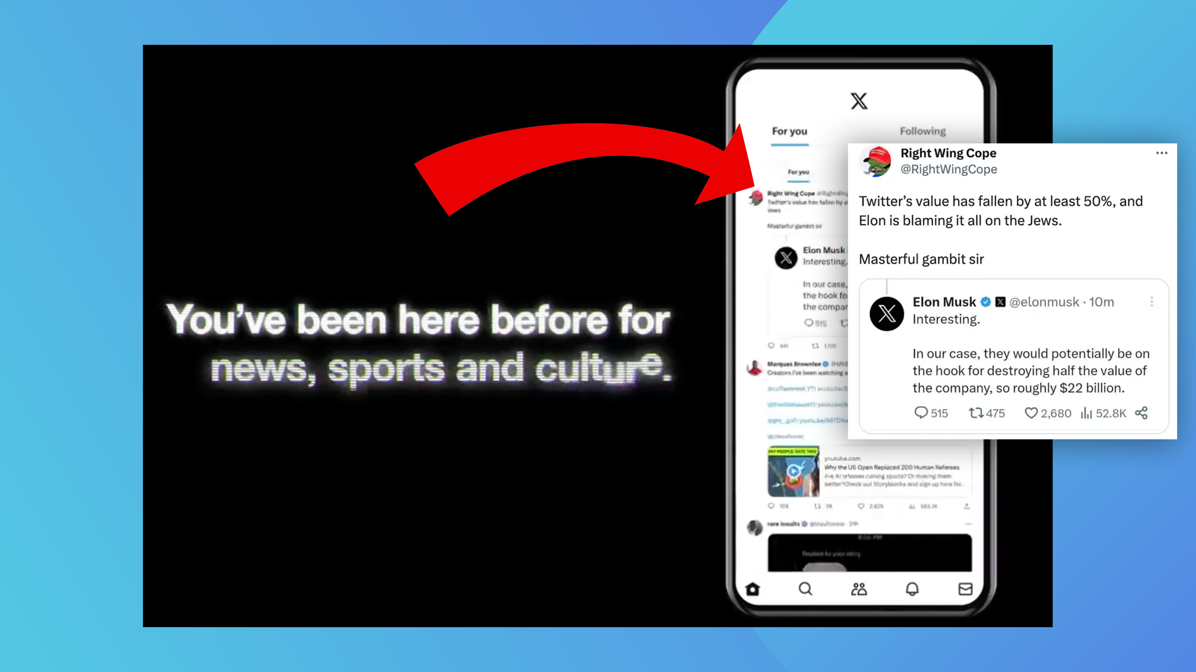 Screenshot from a Twitter ad with a negative tweet highlighted