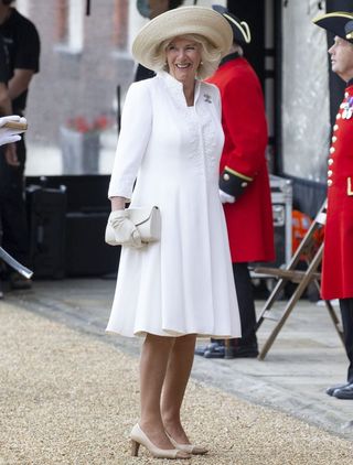 camilla duchess cornwall stuns white outfit royal engagement chelsea hospital