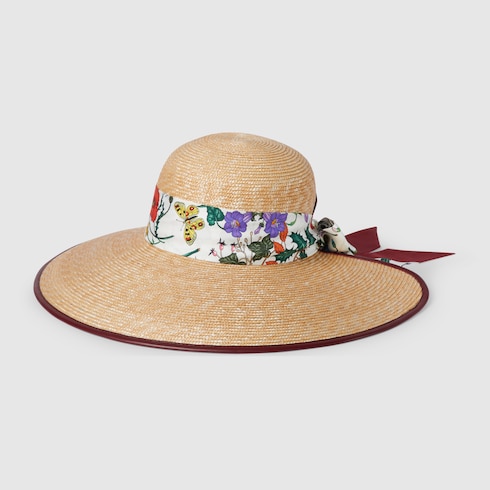Straw Wide Brim Hat With Silk Bow