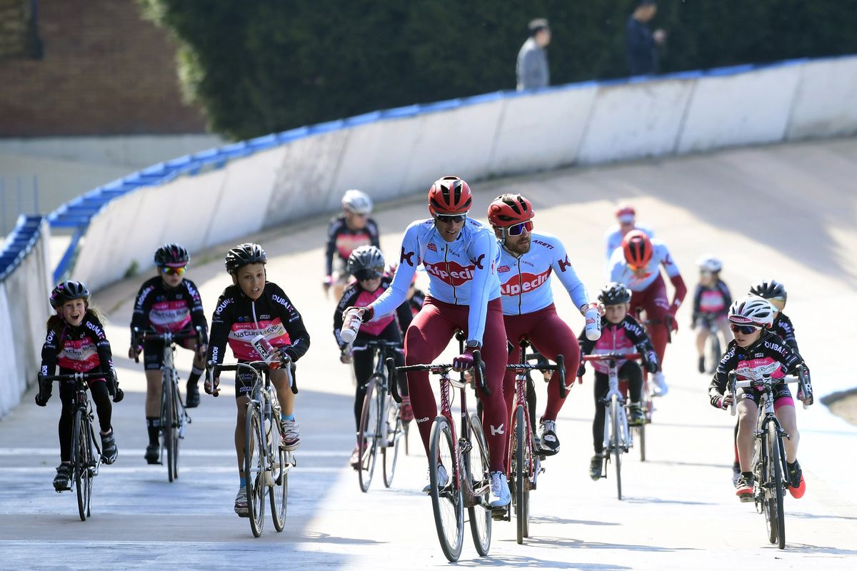 Katusha-Alpecin had some escorts in the Roubaix velodrome