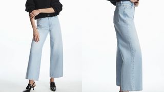 composite of model wearing Cos Wide Leg High Rise Jeans