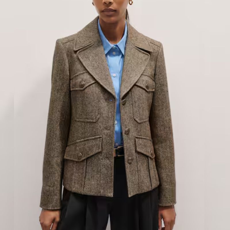 military herringbone blazer