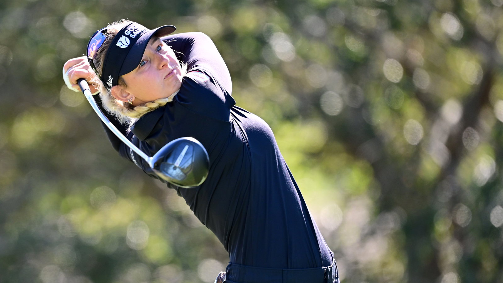 Emily KristinePedersen hits a driver off the tee