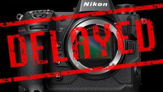 Nikon Z9 product image with 'Delayed' stamp on top