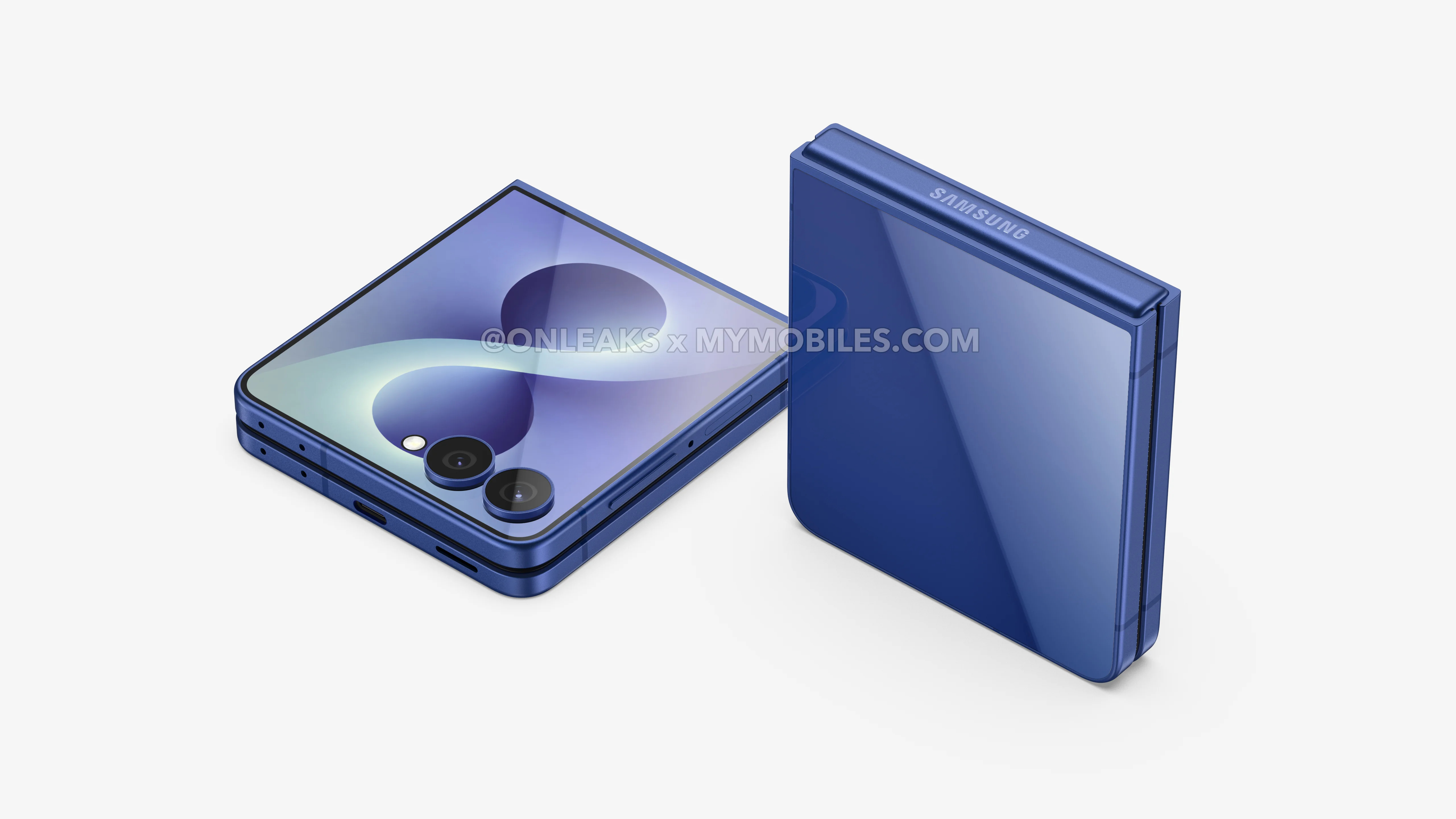 blue renders of the Galaxy Z Flip 8 showing its back and screen