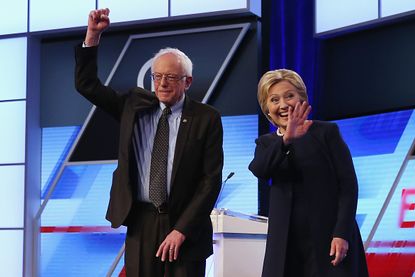 Clinton and Sanders at the Miami Democratic debate.