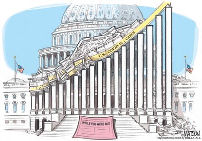 Political Cartoon U.S. Congress vacation COVID