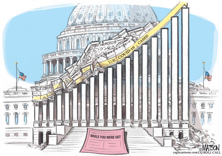 Political Cartoon U.S. Congress vacation COVID