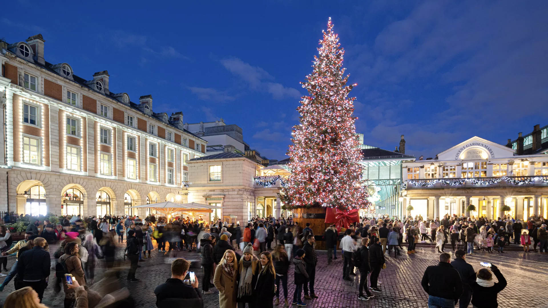 A photo of Covent Garden at Christmas.