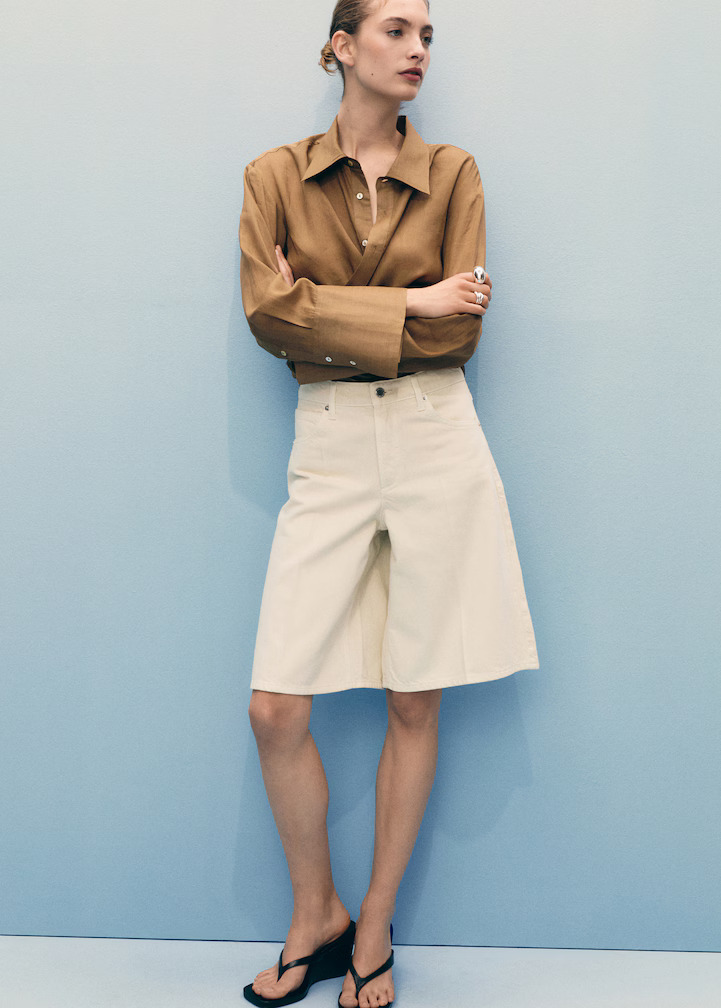 White denim long shorts