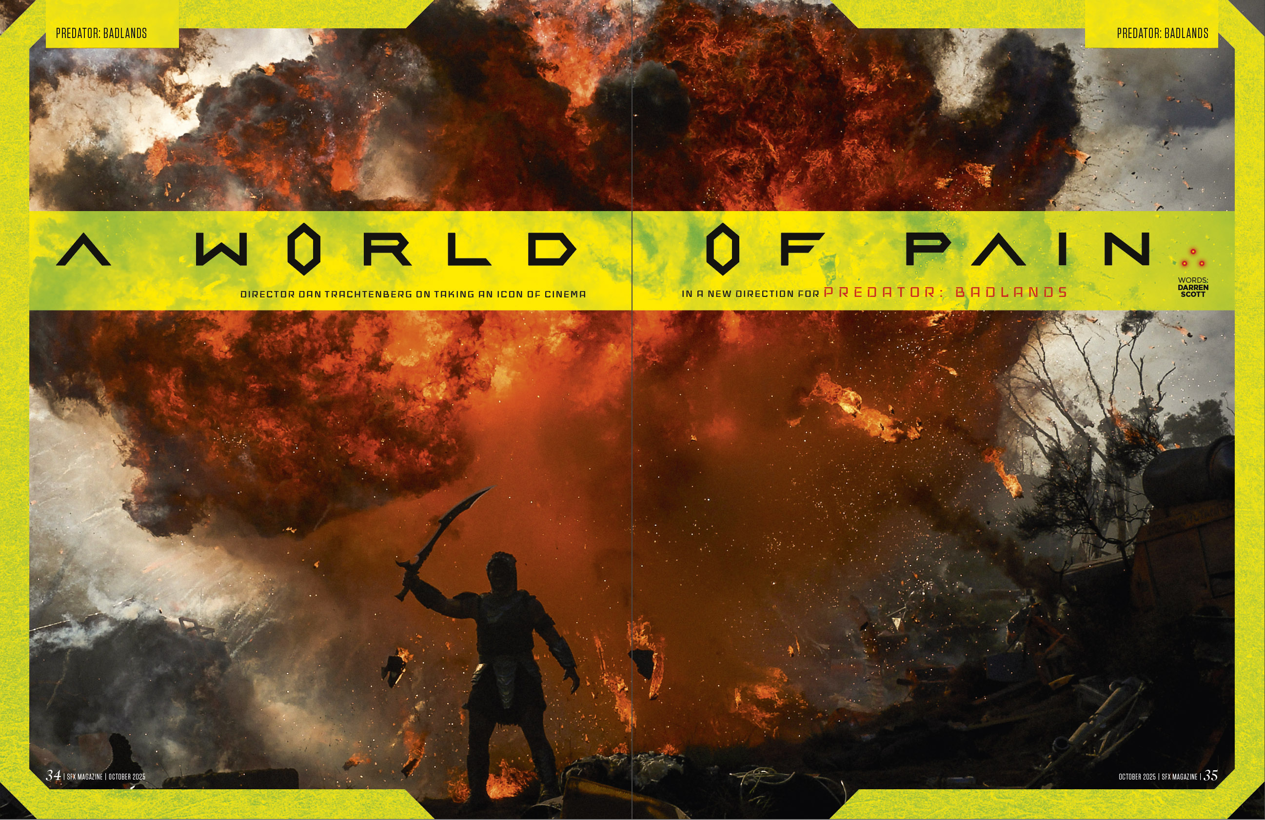 A silhouetted figure holding up a weapon in front of an explosion.