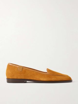 Edlyn Leather-Trimmed Suede Loafers