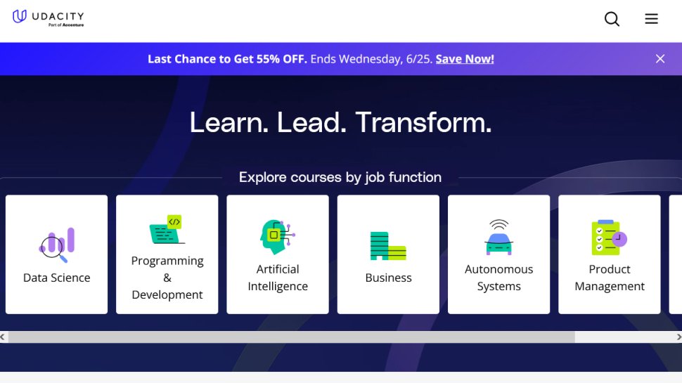 Udacity website screenshot (June 2025).