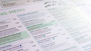 menus for Thyme, Premier Inn