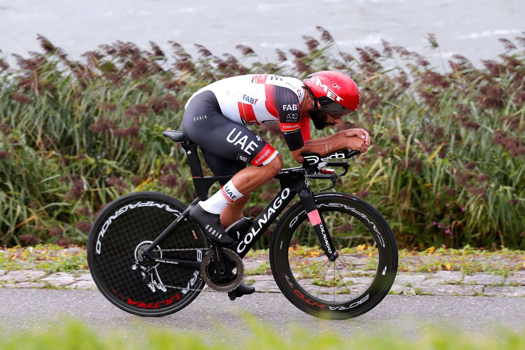 LELYSTAD NETHERLANDS AUGUST 31 Fernando Gaviria Rendon of Colombia and UAE Team Emirates competes during the 17th Benelux Tour 2021 Stage 2 a 111km Individual Time Trial stage from Lelystad to Lelystad ITT BeneluxTour on August 31 2021 in Lelystad Netherlands Photo by Bas CzerwinskiGetty Images