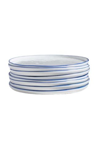 Mercer Blue Rim Salad Plates, Set of 8