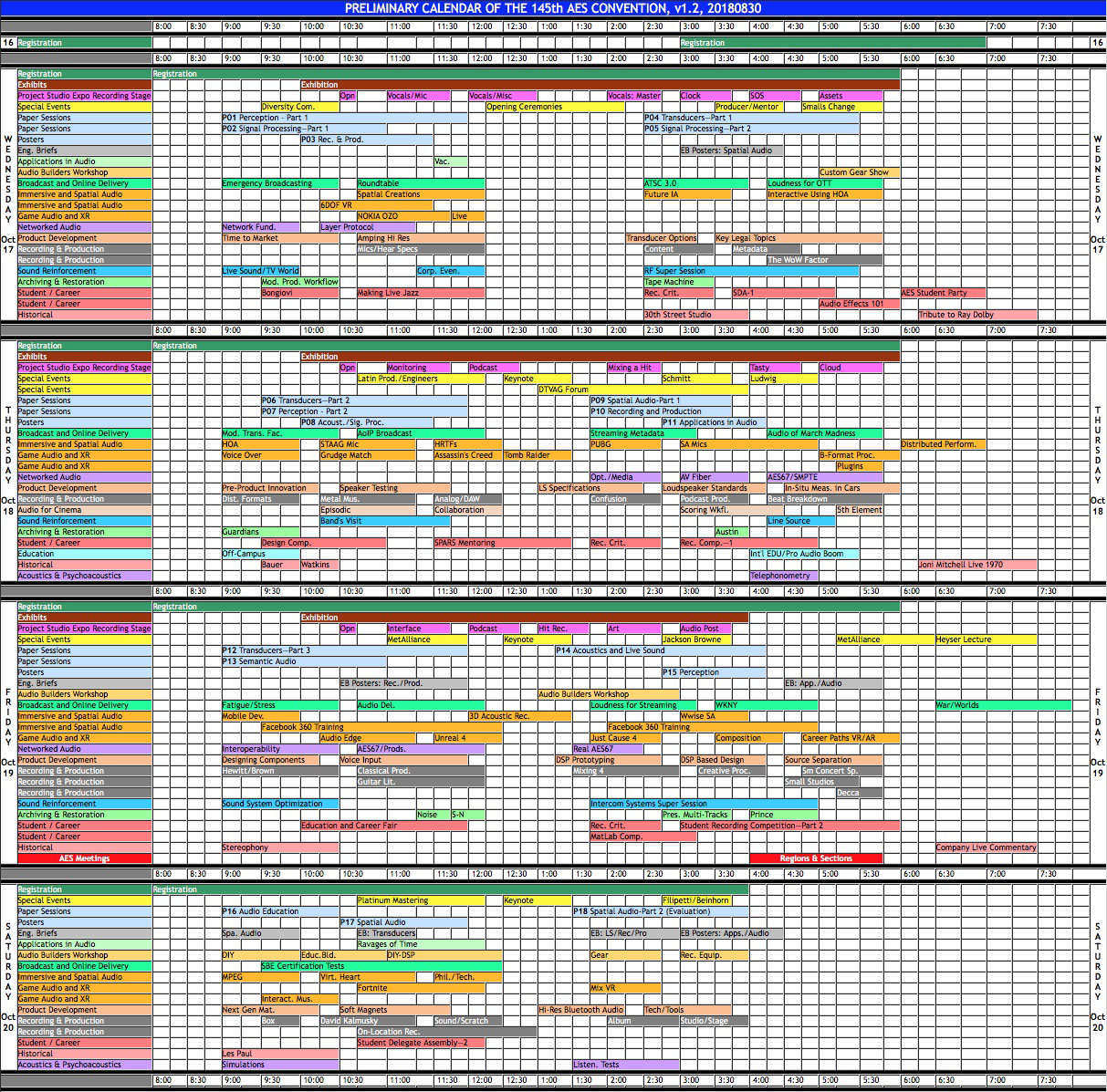 AES New York 2018 Technical Program Calendar Now Online