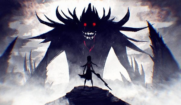 A massive boss fights a vampire in Project Vein