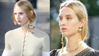 Models wearing shell jewelry on the catwalks as one of the jewelry trends 2022