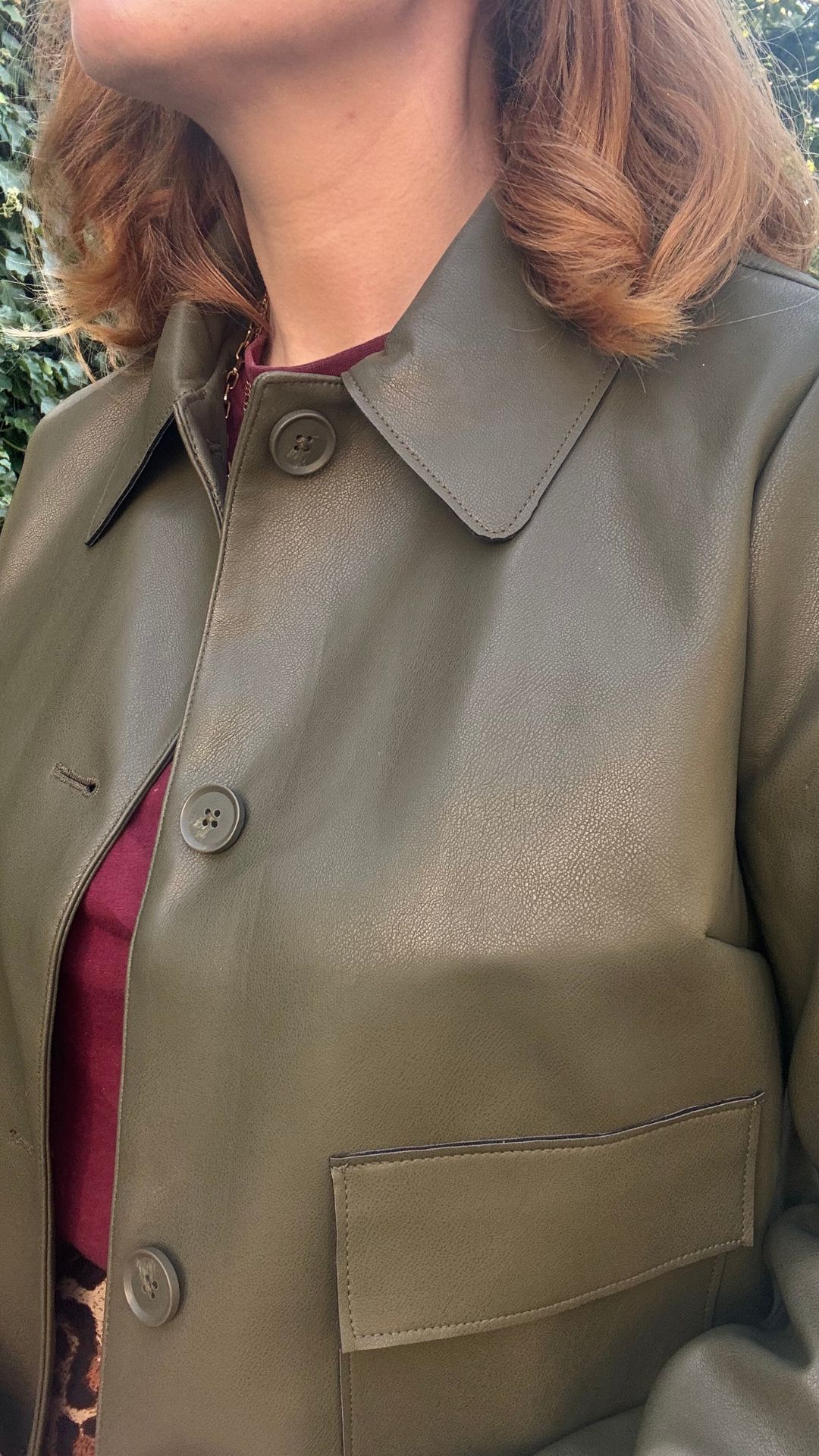 up close shot of the new look green jacket