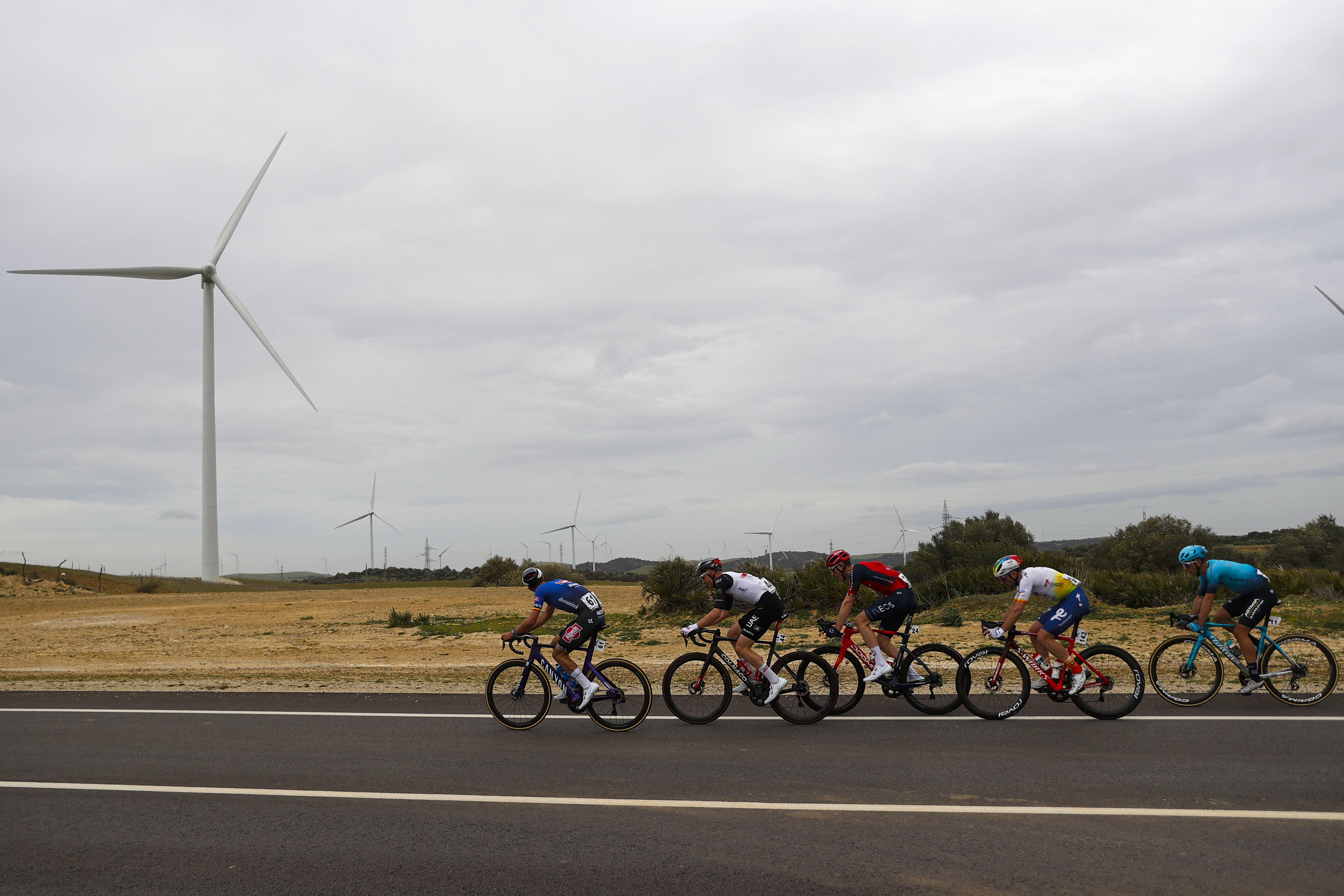 The wind blew at the Vuelta a Andalucia Ruta Ciclista Del Sol