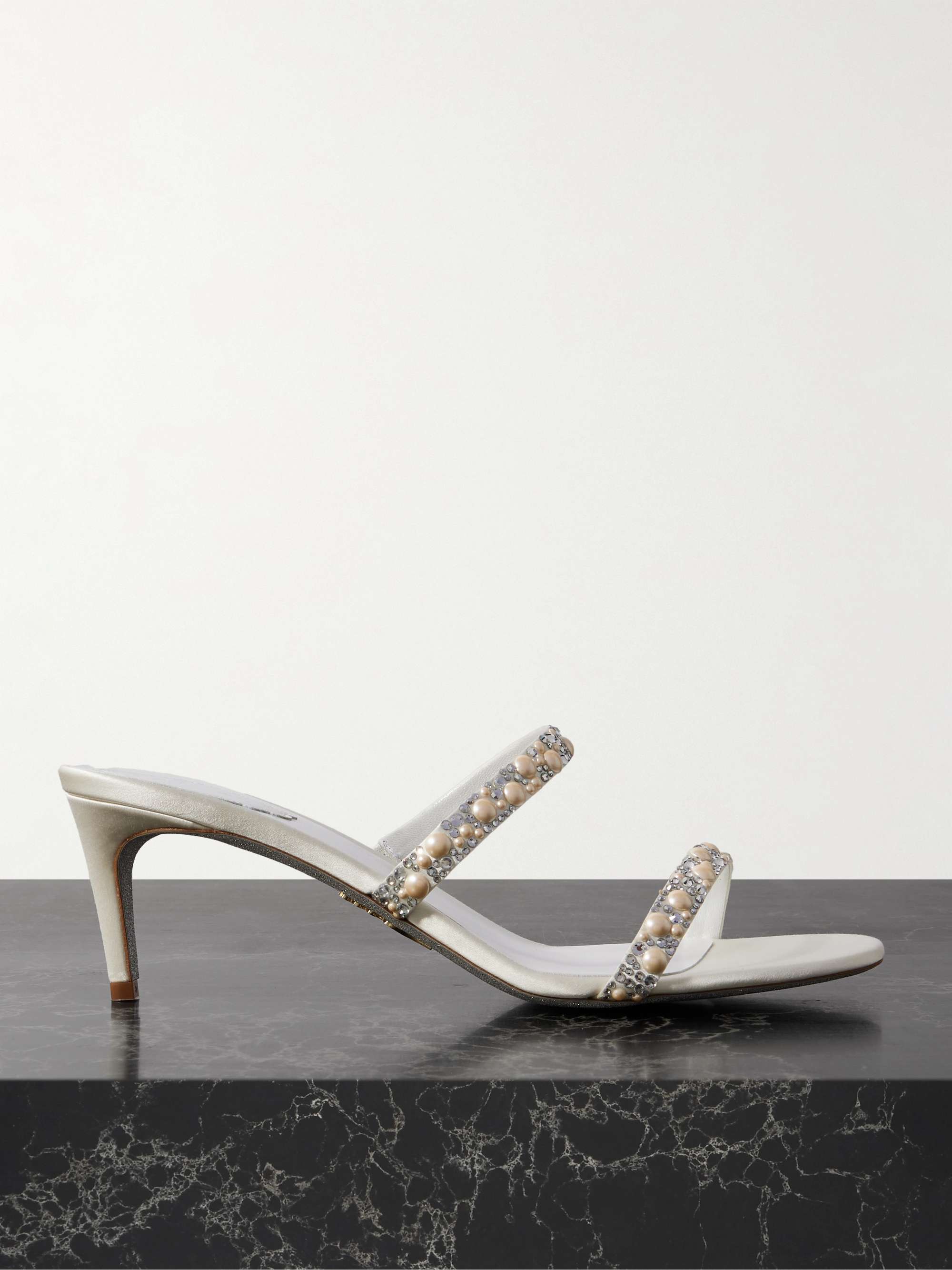 Embellished Satin Mules