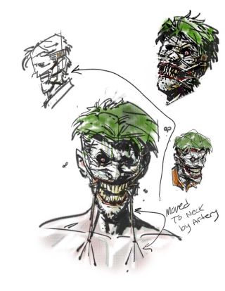 Greg Capullo's early sketches for the "New 52" Joker redesign