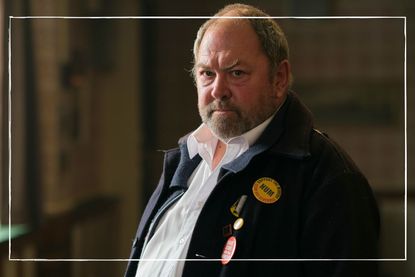 A photo of Mark Addy from a still in Sherwood with a white border