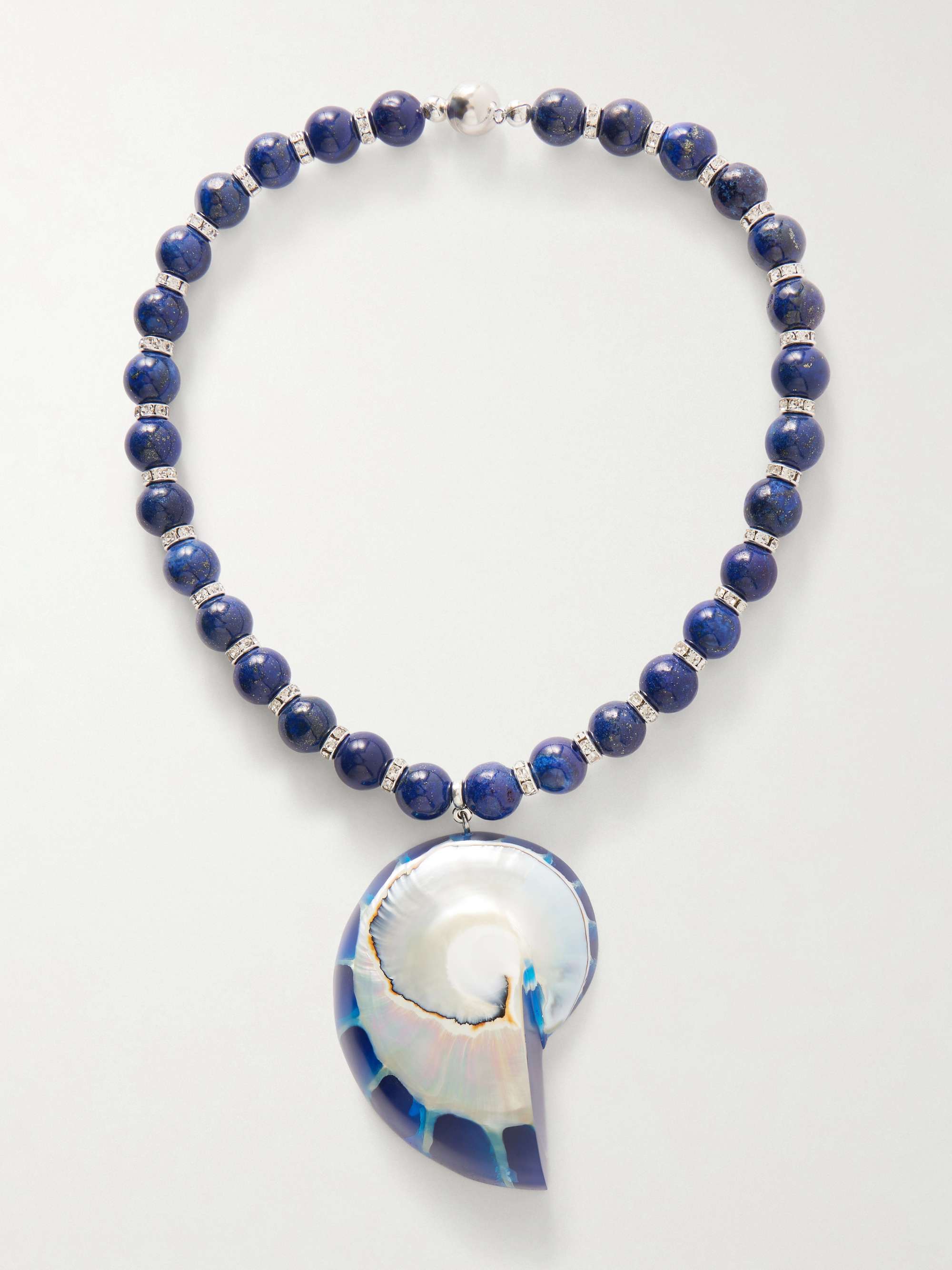 Rhodium-Plated, Shell and Resin Necklace