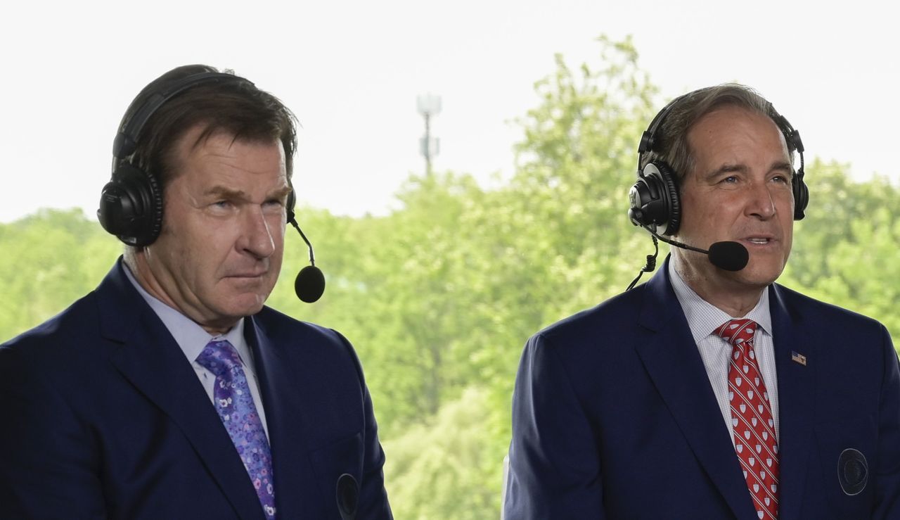 Nick Faldo and Jim Nantz present the golf