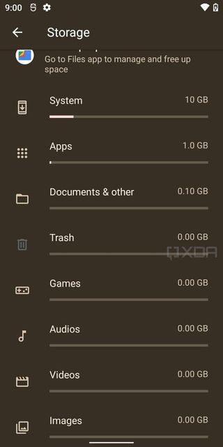 Android 12 Trash Storage