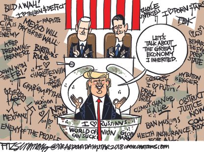 Political cartoon U.S. Trump State of the Union economy