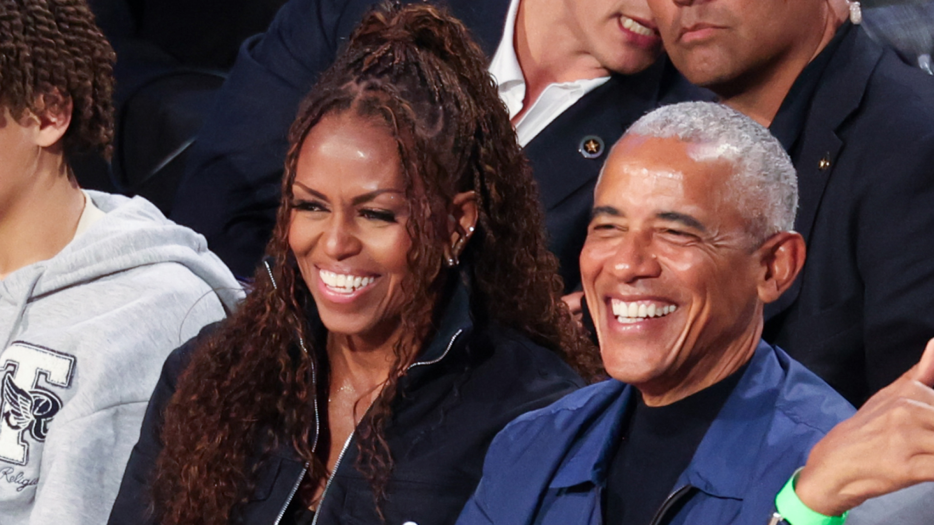 Michelle Obama and Barack Obama at The 2026 NBA All-Star Game held at the Intuit Dome on February 15, 2026 in Los Angeles, California