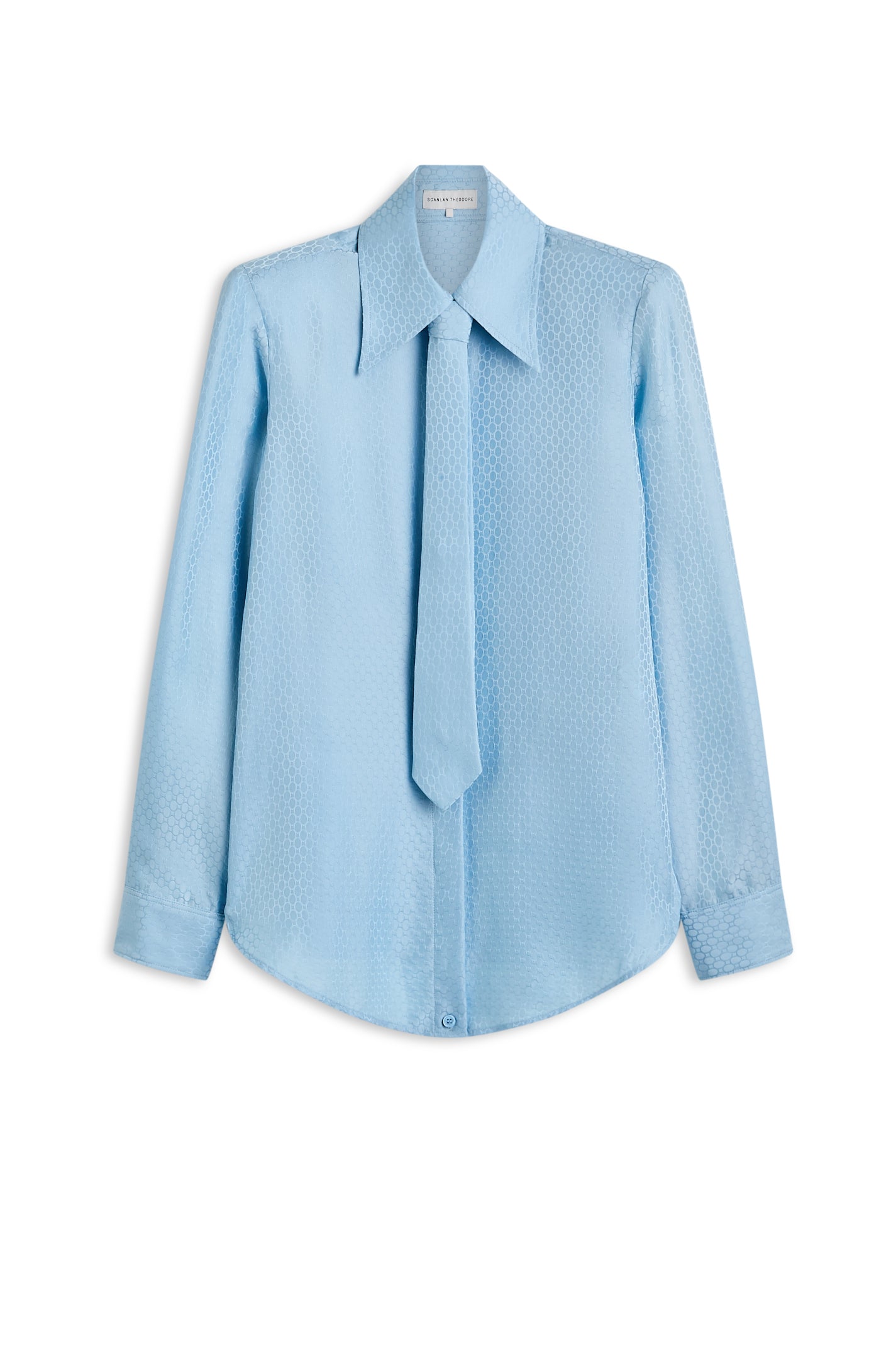 Silk Chain Jacquard Tie Shirt - Pale.blue