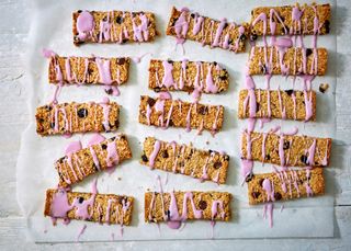 Vegan blueberry and coconut flapjacks