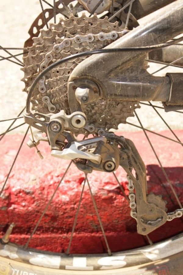 Shimano's new XTR M980 rear derailleur and 11-36-tooth cassette.