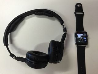 We used a pair of Sennheiser PX BT 210 Bluetooth headphones with the Watch