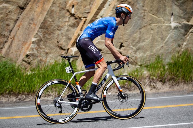 Kyle Murphy (Rally UHC) hits the climb during the prologue at the 2019 Tour of Utah