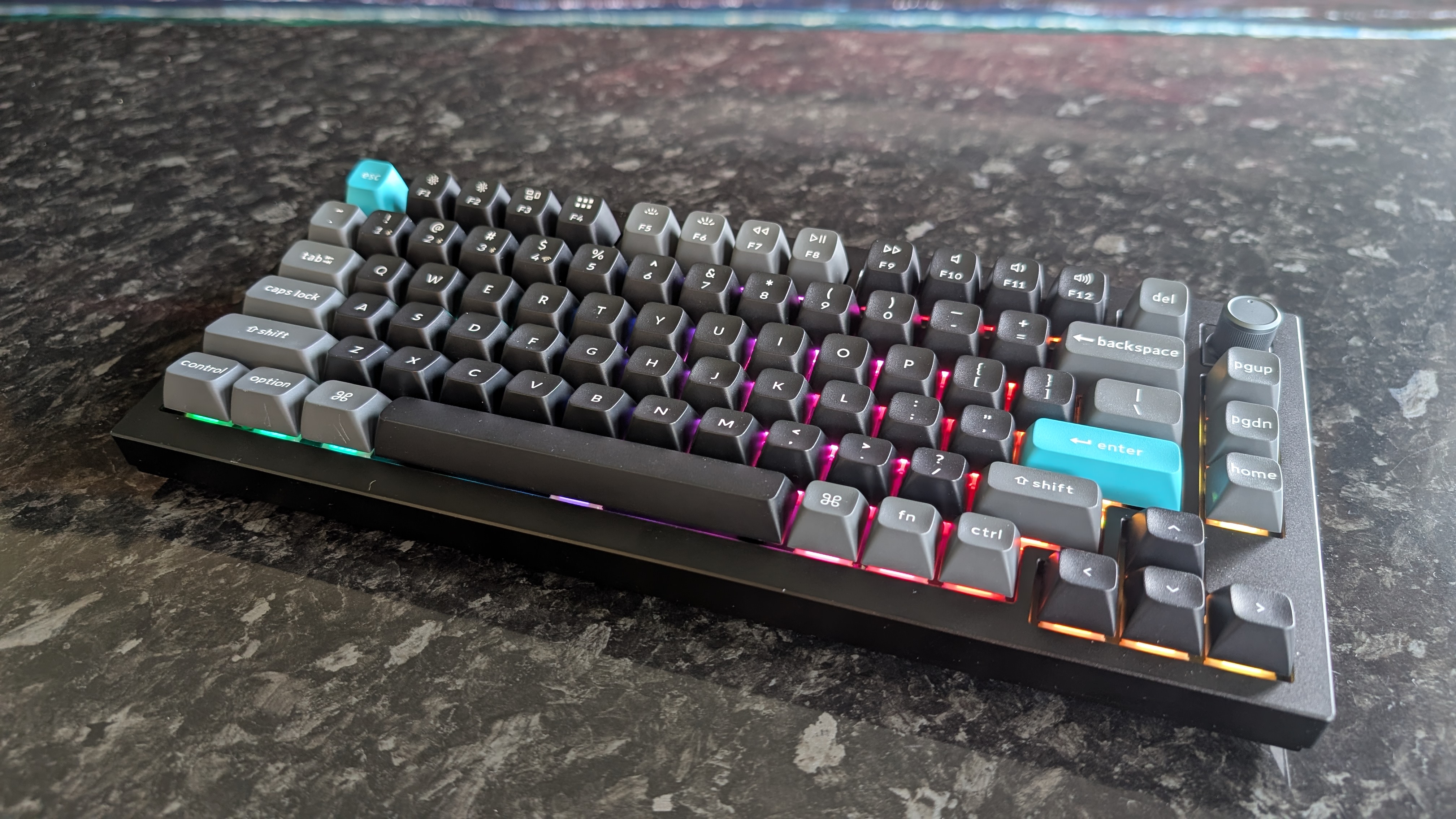 The Keychron Q1 Ultra 8K, photographed on a dark marble worktop.