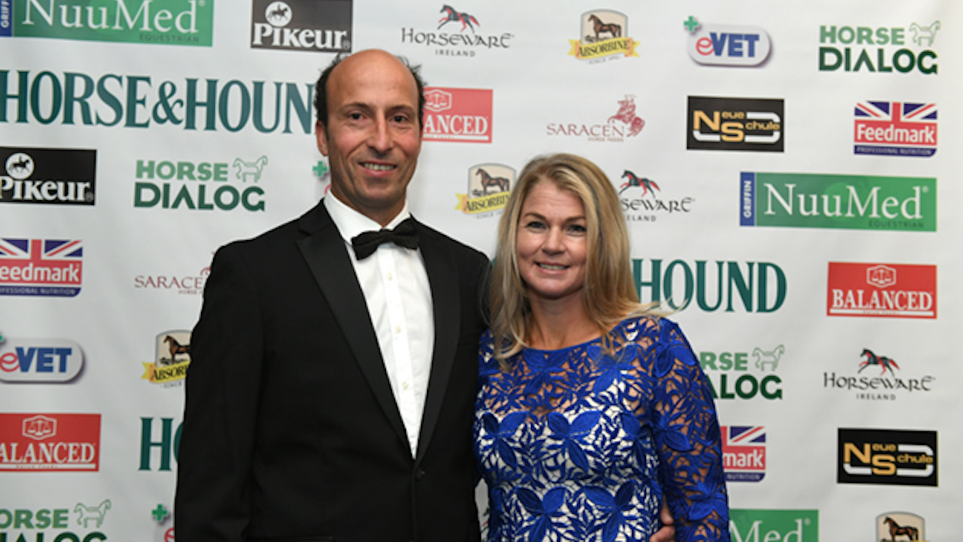Tim and Jonelle Price at the Horse and Hounds awards evening held at Cheltenham Racecourse in Gloucestershire in the UK on the 8th November 2018