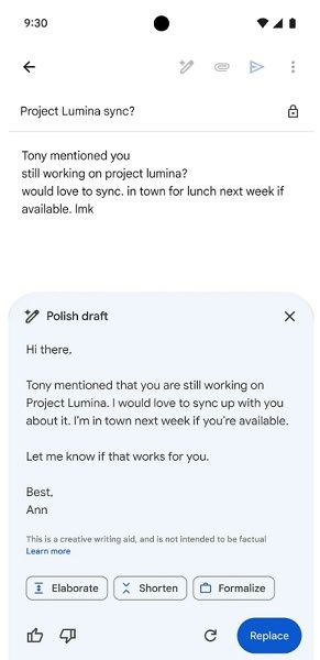 Gmail is receiving new voice capabilities for "Help me write" and Gemini's "Polish" arrives for Workspace customers.