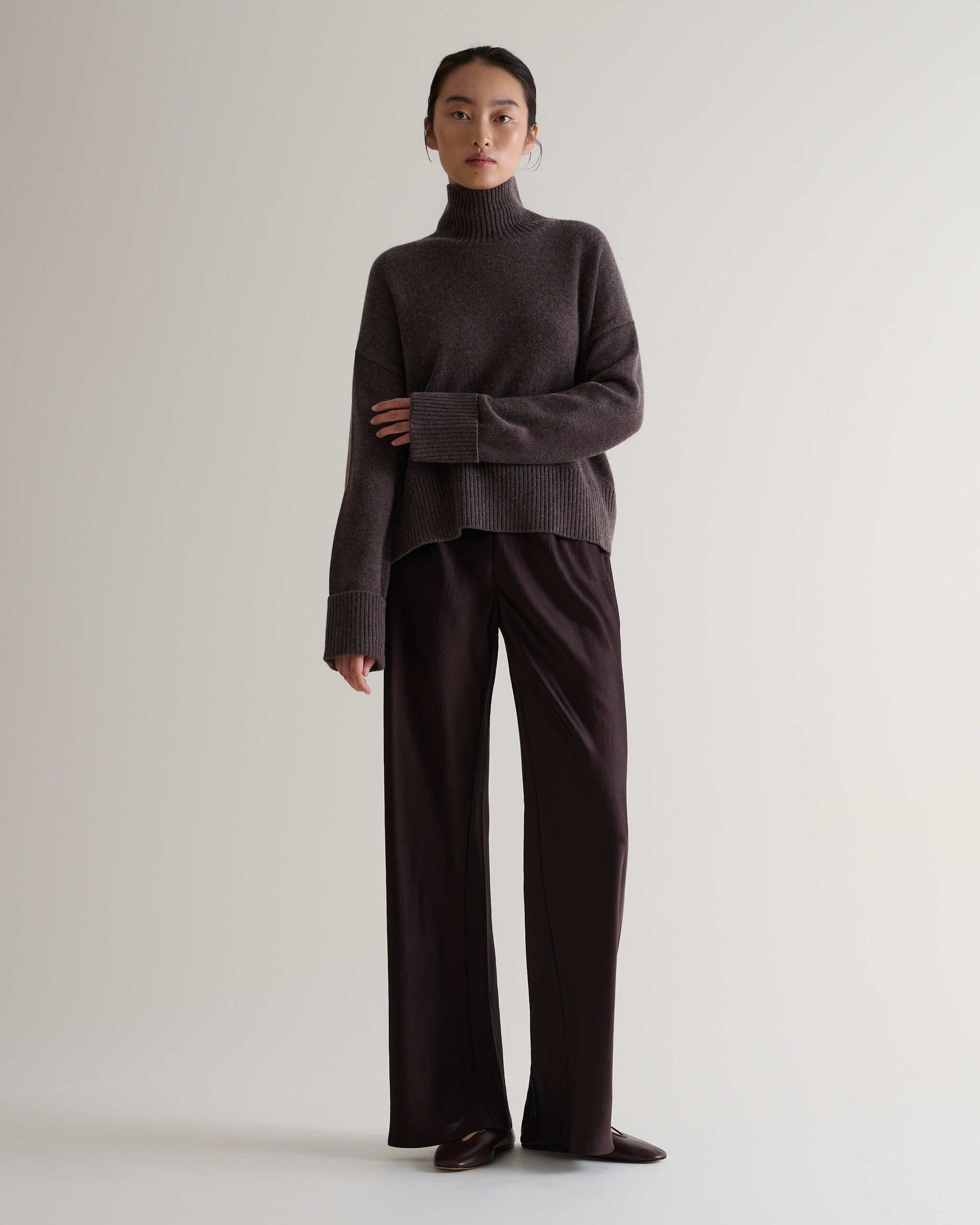 Women's Naia™ Liquid Satin Bias Trouser - Chocolate